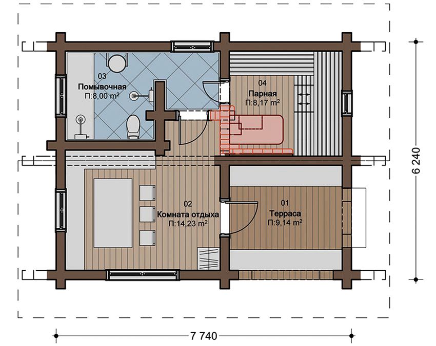 Bathhouse: layout og fantastiske løsninger til kompakte bygninger
