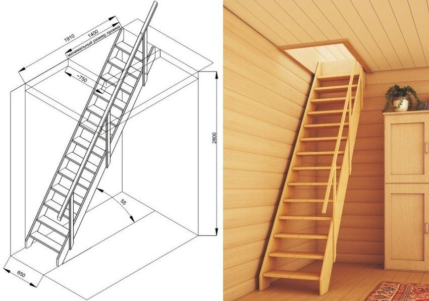 Loftet trappe med en luge: enkelhed, praktisk og tilgængelighed