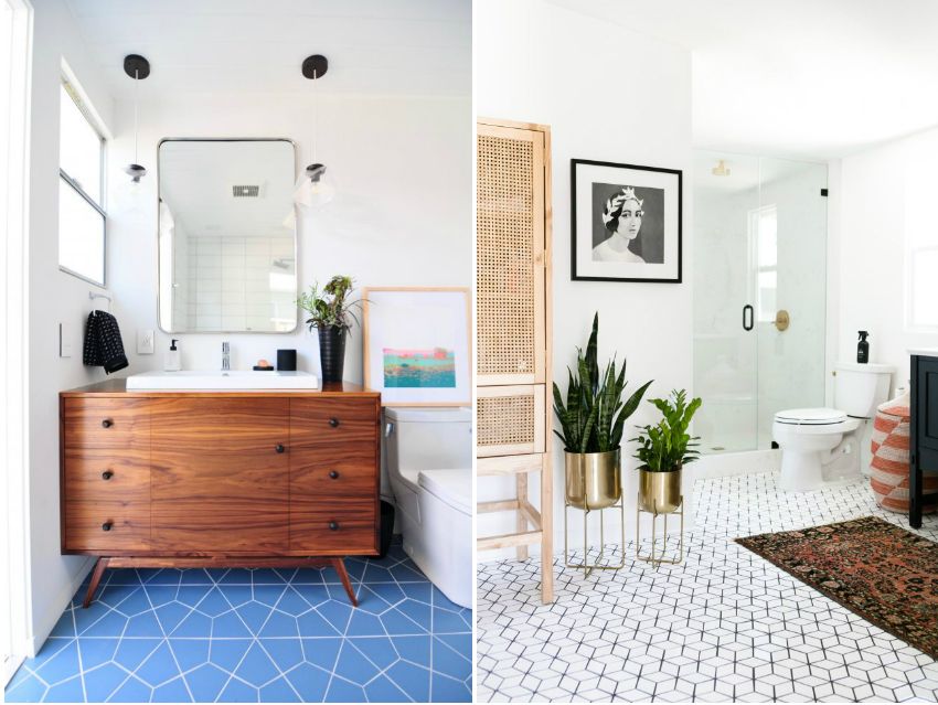 Keramiske fliser på badeværelset: design af moderne finish