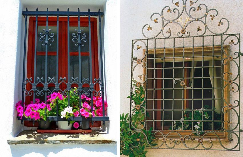 Smedede søjler på vinduerne: dekoration og pålidelig beskyttelse af huset