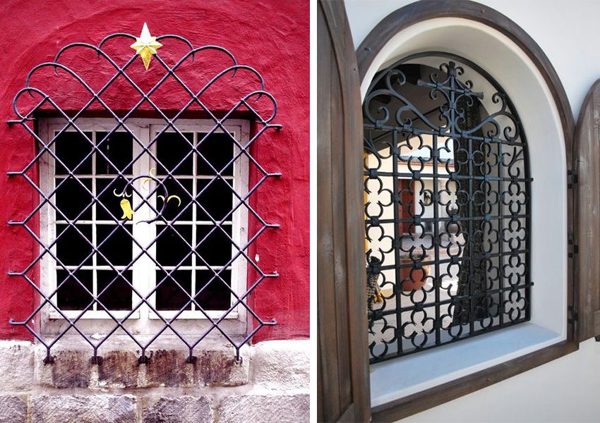 Smedede søjler på vinduerne: dekoration og pålidelig beskyttelse af huset