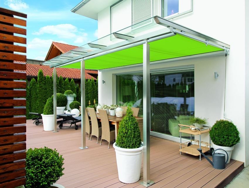 Visir over verandaen af ​​polycarbonat. Fotos og designfunktioner