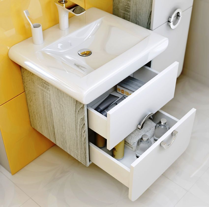 Sink med et skab på badeværelset: Et praktisk og funktionelt element i rummet